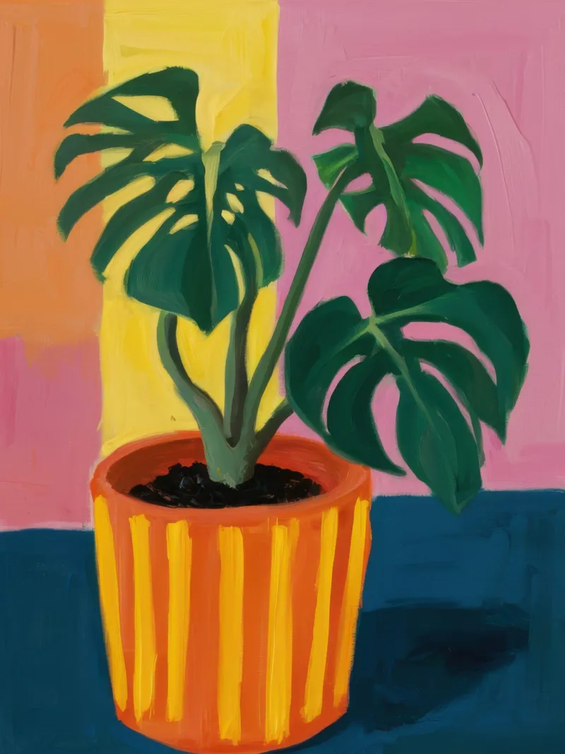 Pastel Monstera Mood canvas by Arcane Lines