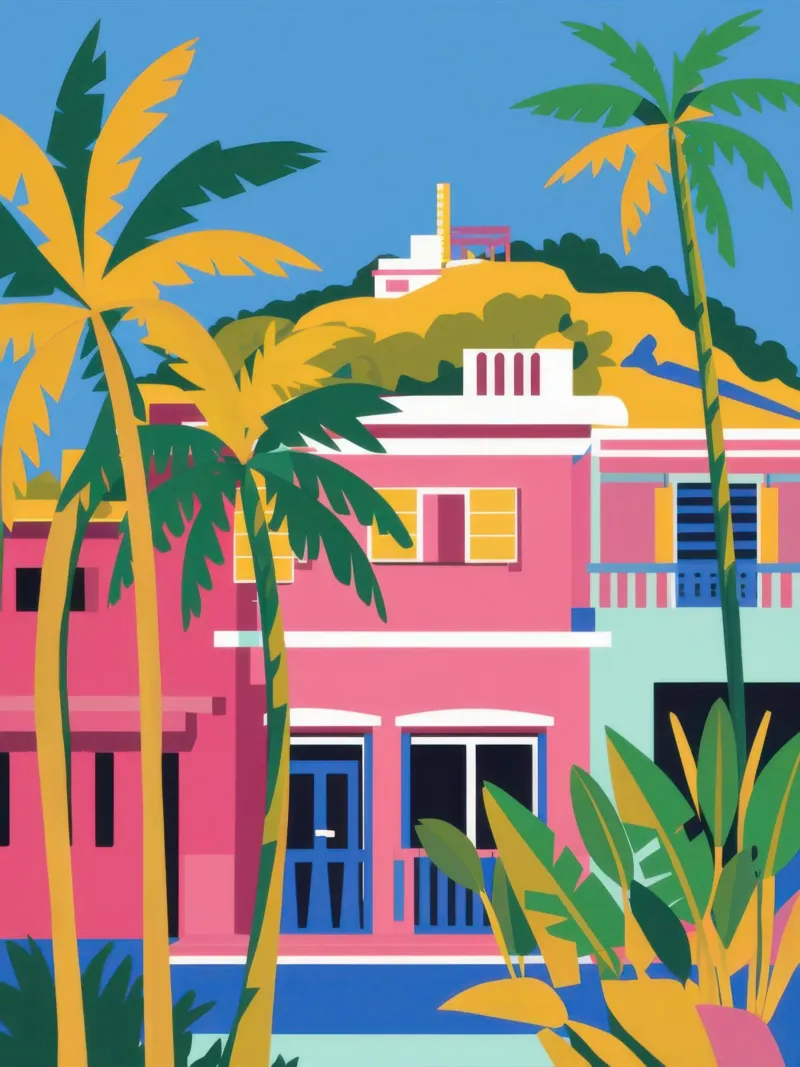 Pastel Palm Promenade acrylic glass by Monuments Fire