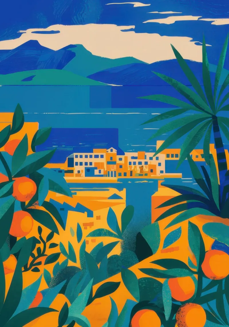 Citruskust Vista canvas met Baklijst van Monuments Fire