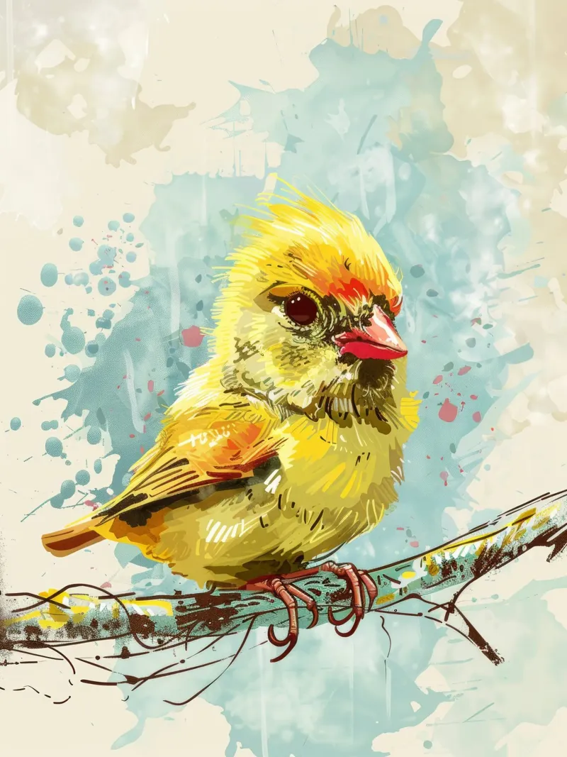 Oiseau jaune vif perché sur une branche hahnemühle de DesignDoodle