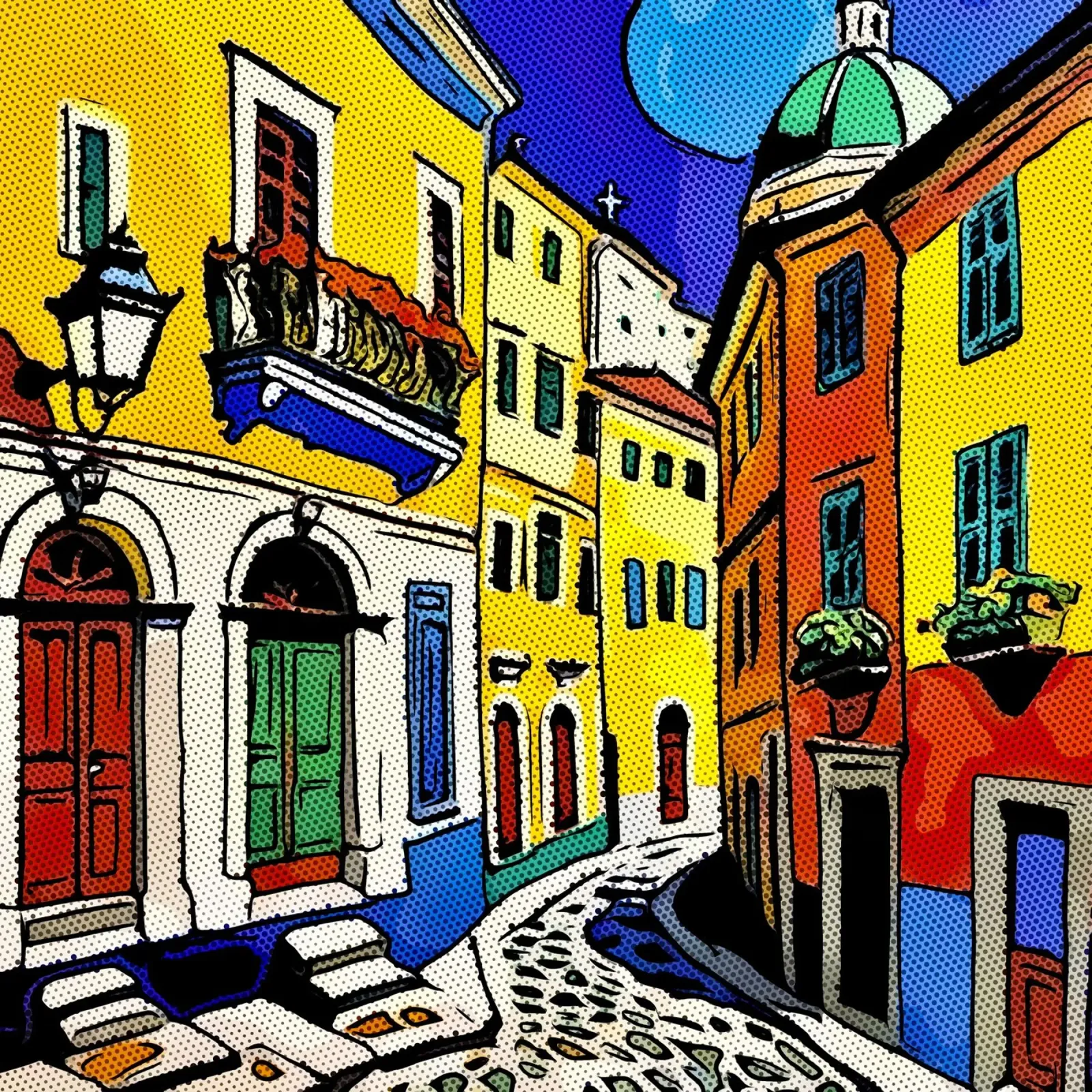 Travelling in Europe, motif 5 canvas with Floater frame by ZAMART - PopArt