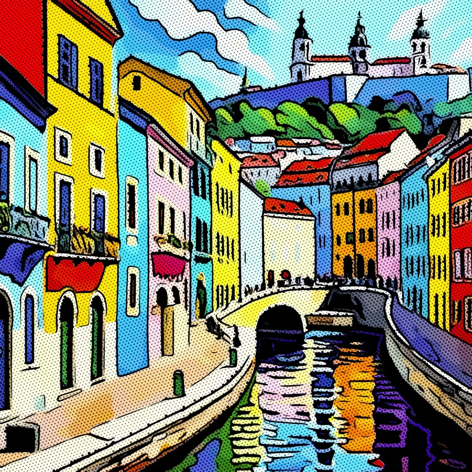 Travelling in Europe, motif 6 canvas with Floater frame by ZAMART - PopArt
