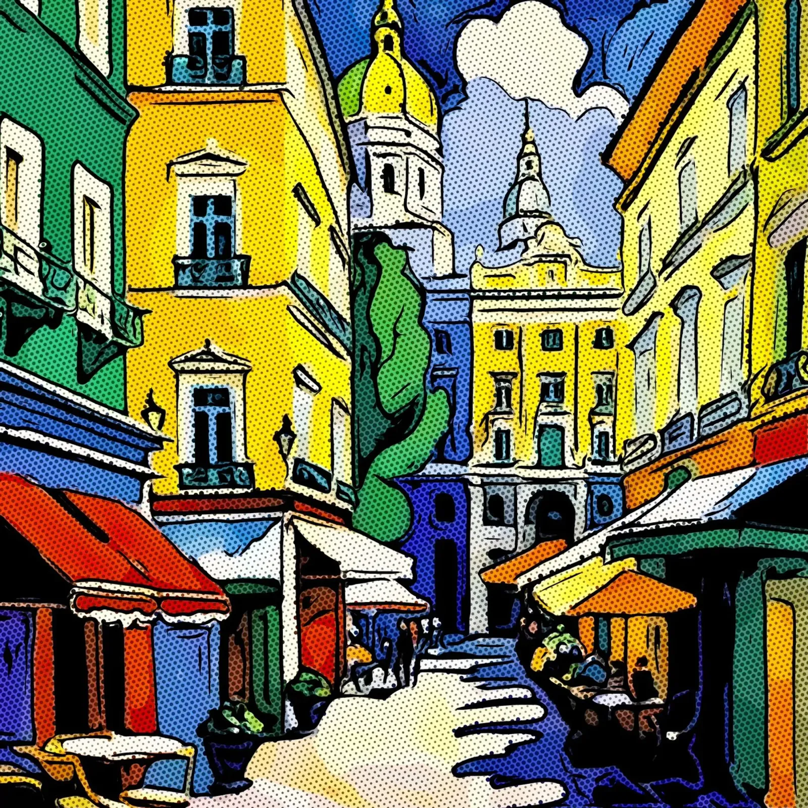Travelling in Europe, motif 9 canvas with Floater frame by ZAMART - PopArt