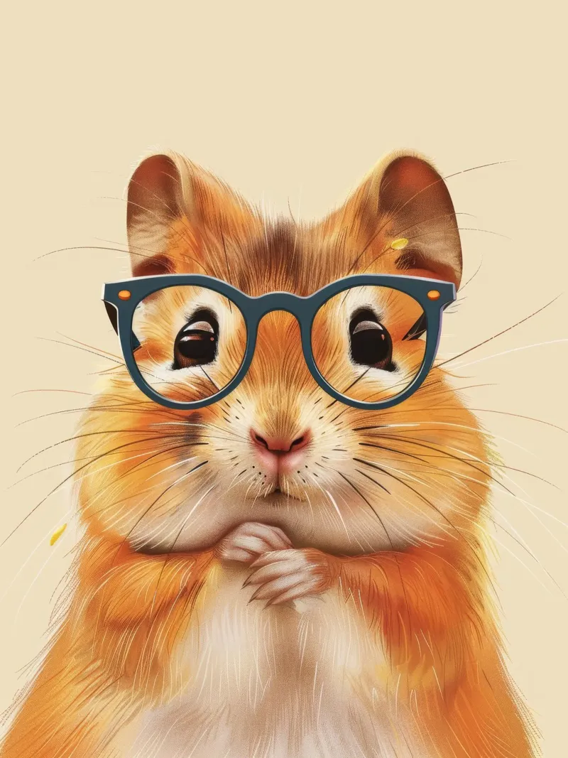 Hamster wearing glasses with a thoughtful expression canvas by DesignDoodle