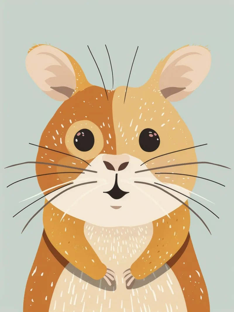 Simpatico criceto dei cartoni animati con occhi espressivi e morbida pelliccia alluminio dibond da DesignDoodle