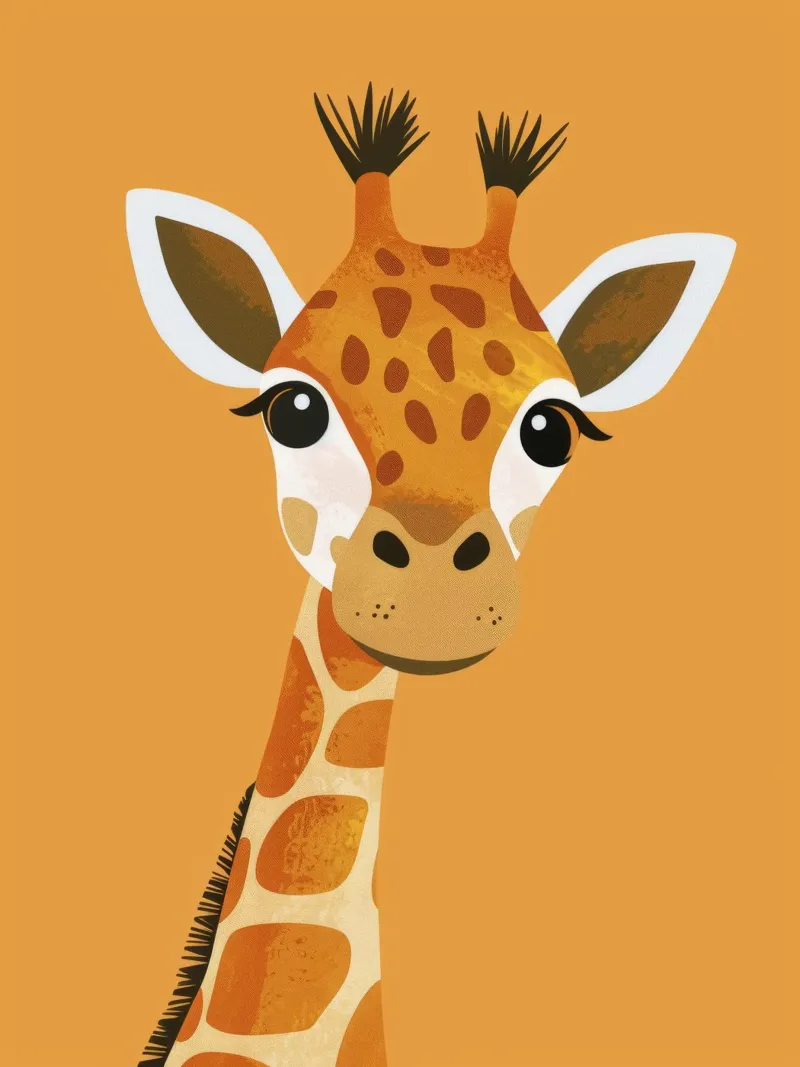 giraffe with big smile set against warm background canvas by DesignDoodle
