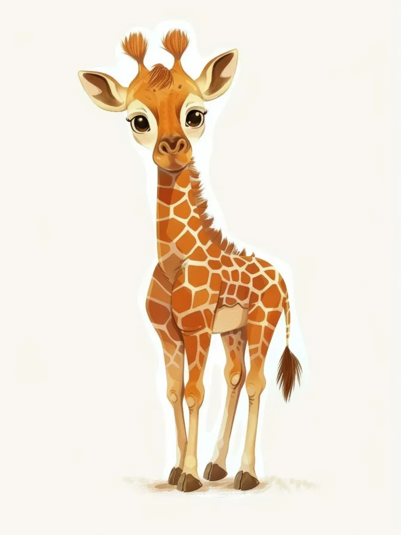 Personaggio di giraffa in piedi con espressione curiosa pellicola backlit da DesignDoodle