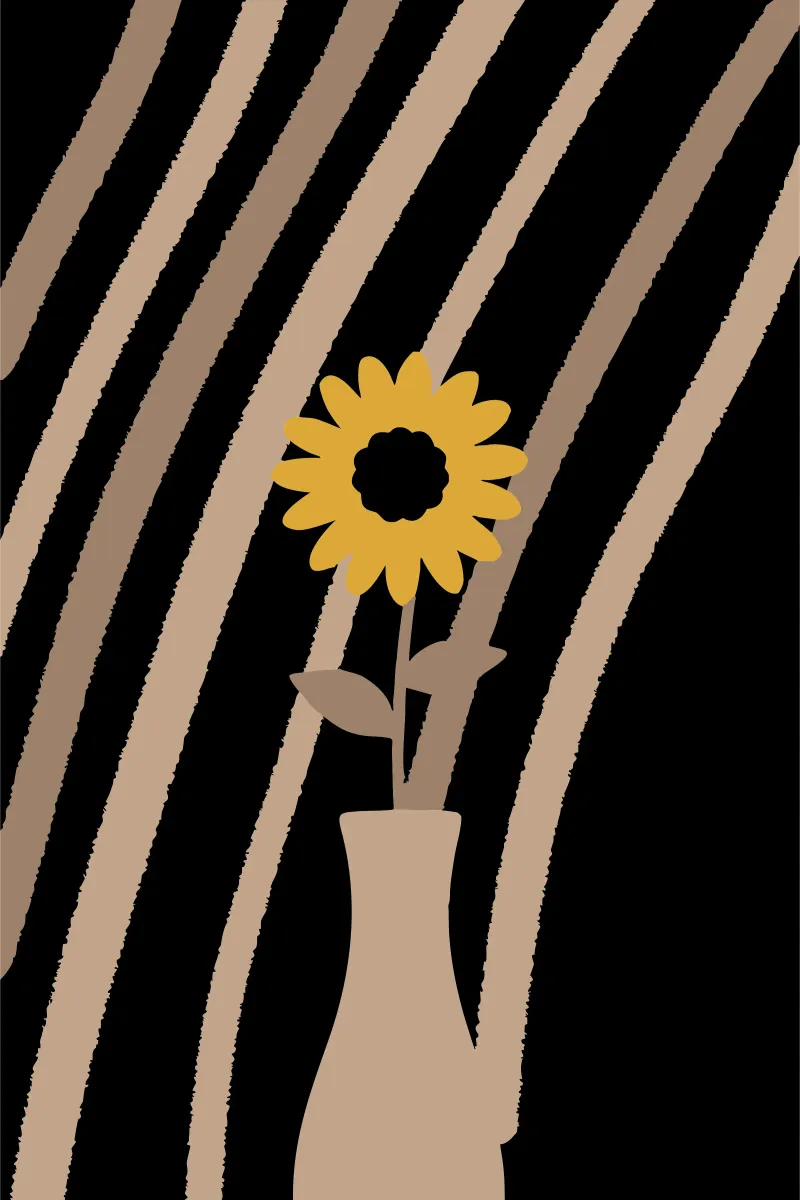 Sunflower Black Background canvas with Floater frame by TRENDY POSTER SHOP