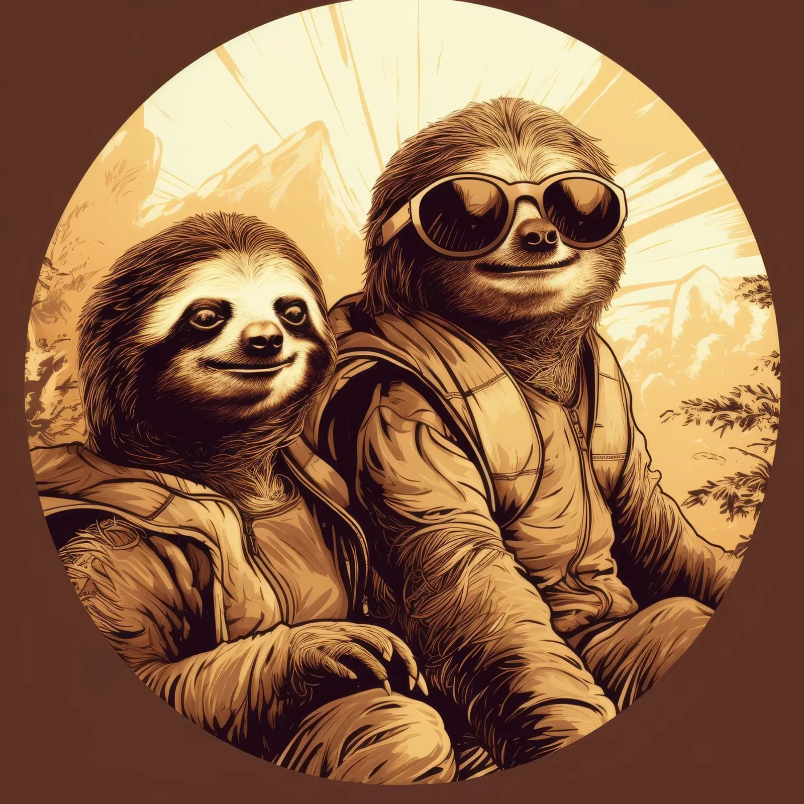 Retro Sloth Duo pellicola backlit da Funny Animals