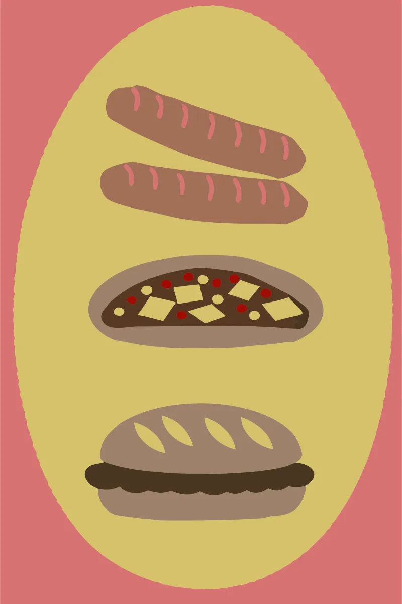 Salsiccia e pizza pellicola backlit da TRENDY POSTER SHOP