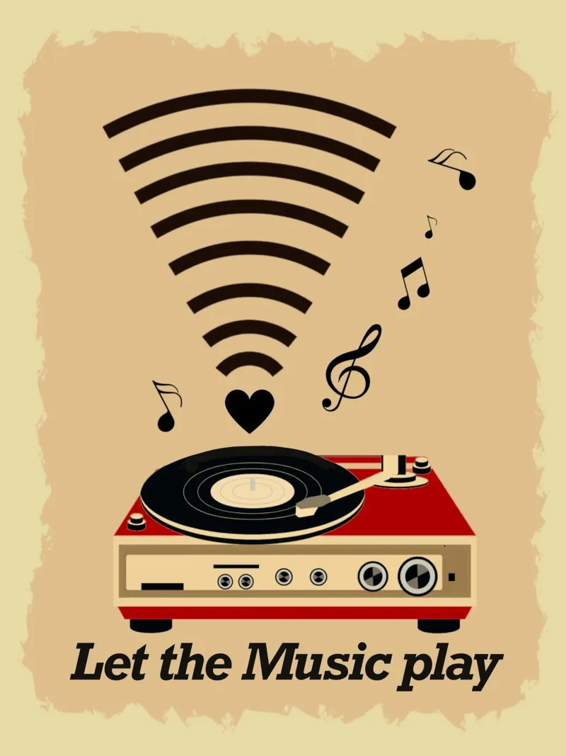 Let the music play - vintage record pellicola backlit da Taika Tori Art