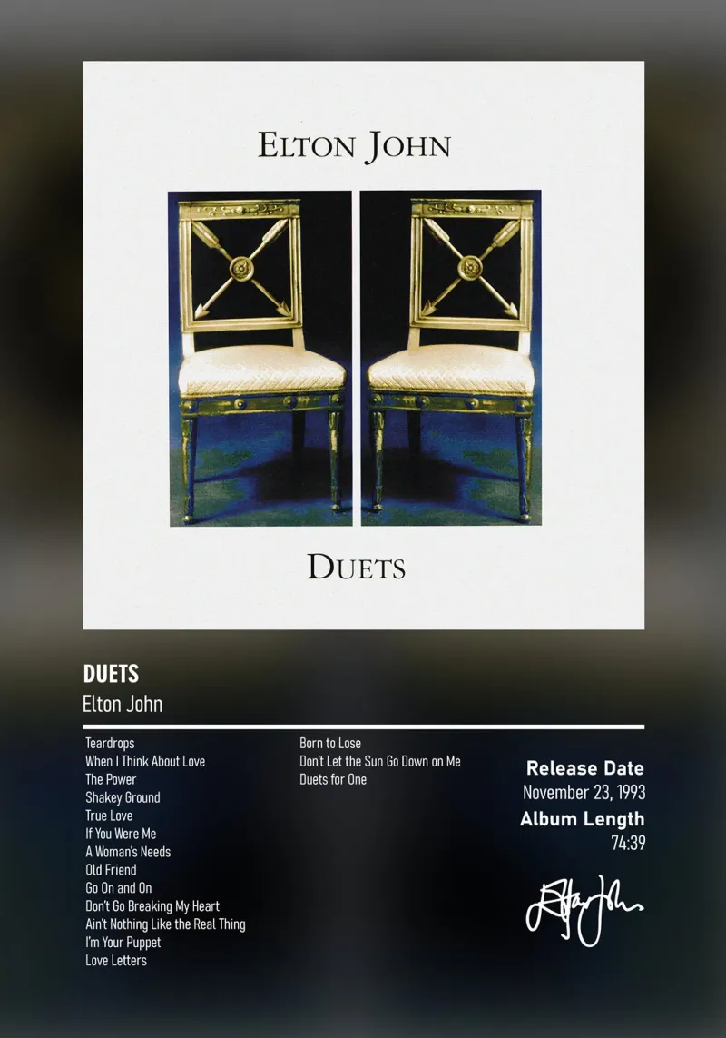 Duets By Elton John poster con telaio in legno da DGUnder