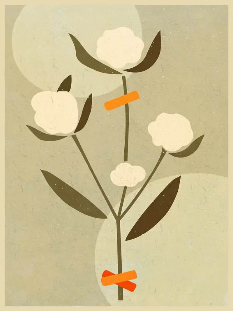 Cotton With Leaves hahnemühle by E Cannon