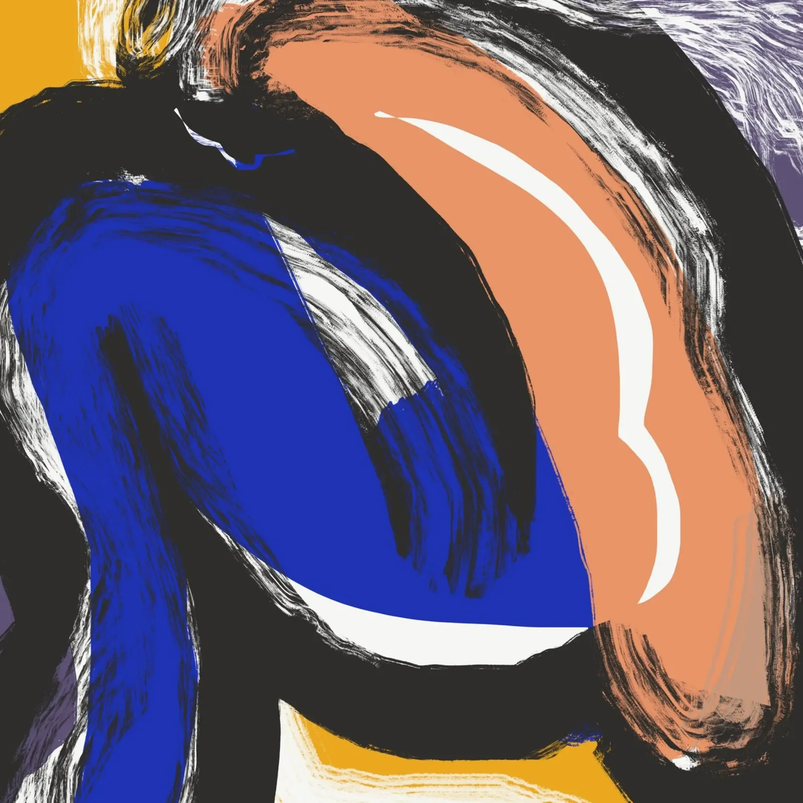 Naakt abstract maximalistisch 02 canvas met Baklijst van Little Dean