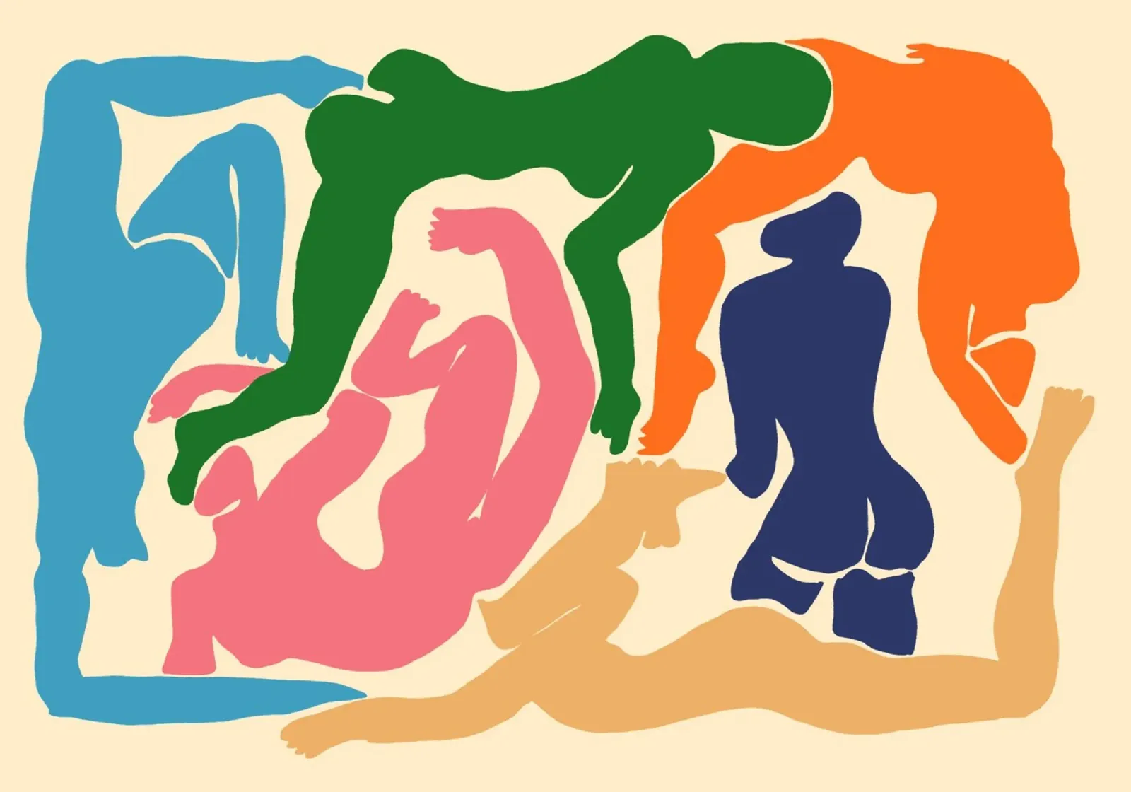 Matisse Inspired Figures - Abstract Nude Forms Art Print canvas with Floater frame by vintagepod
