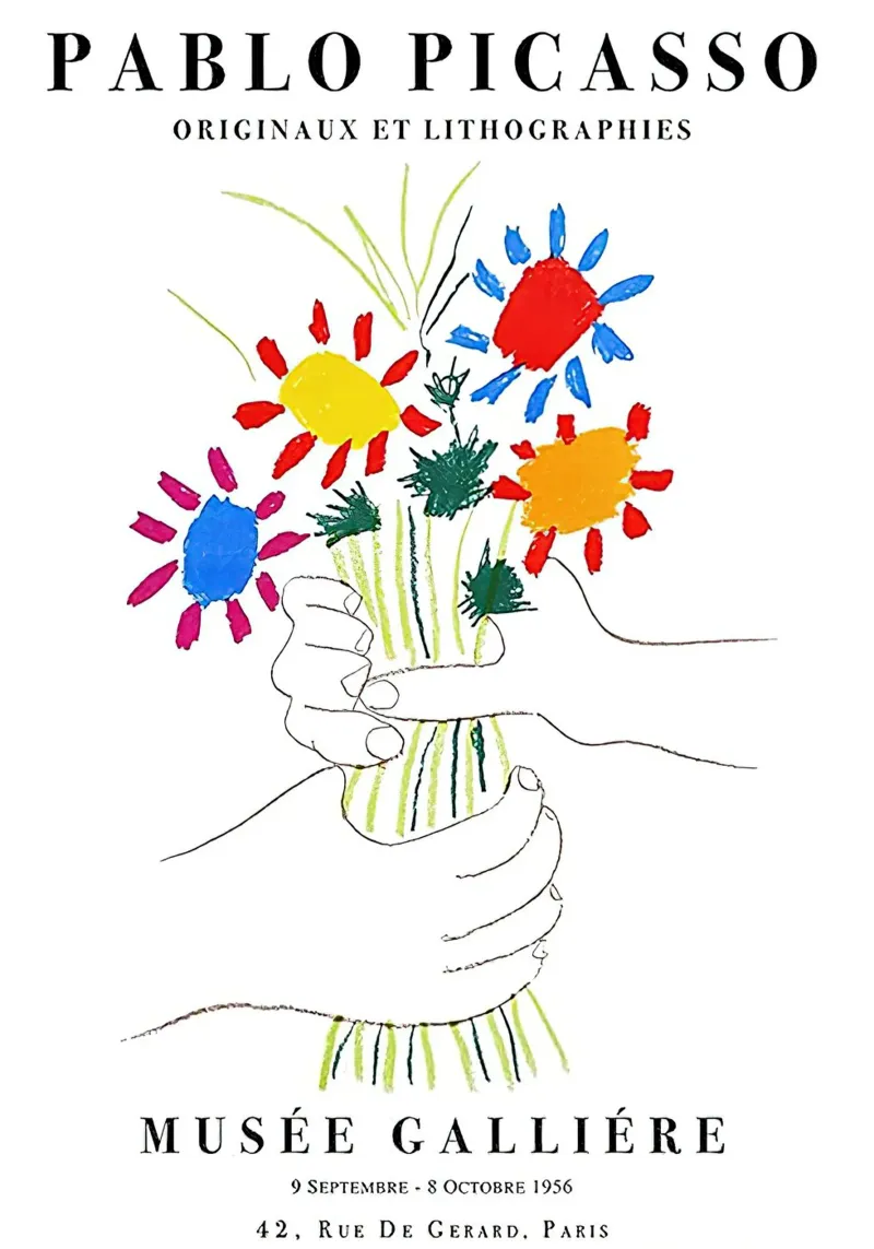 Pablo Picasso Schizzo di fiori plexiglass da Mrs.Allen