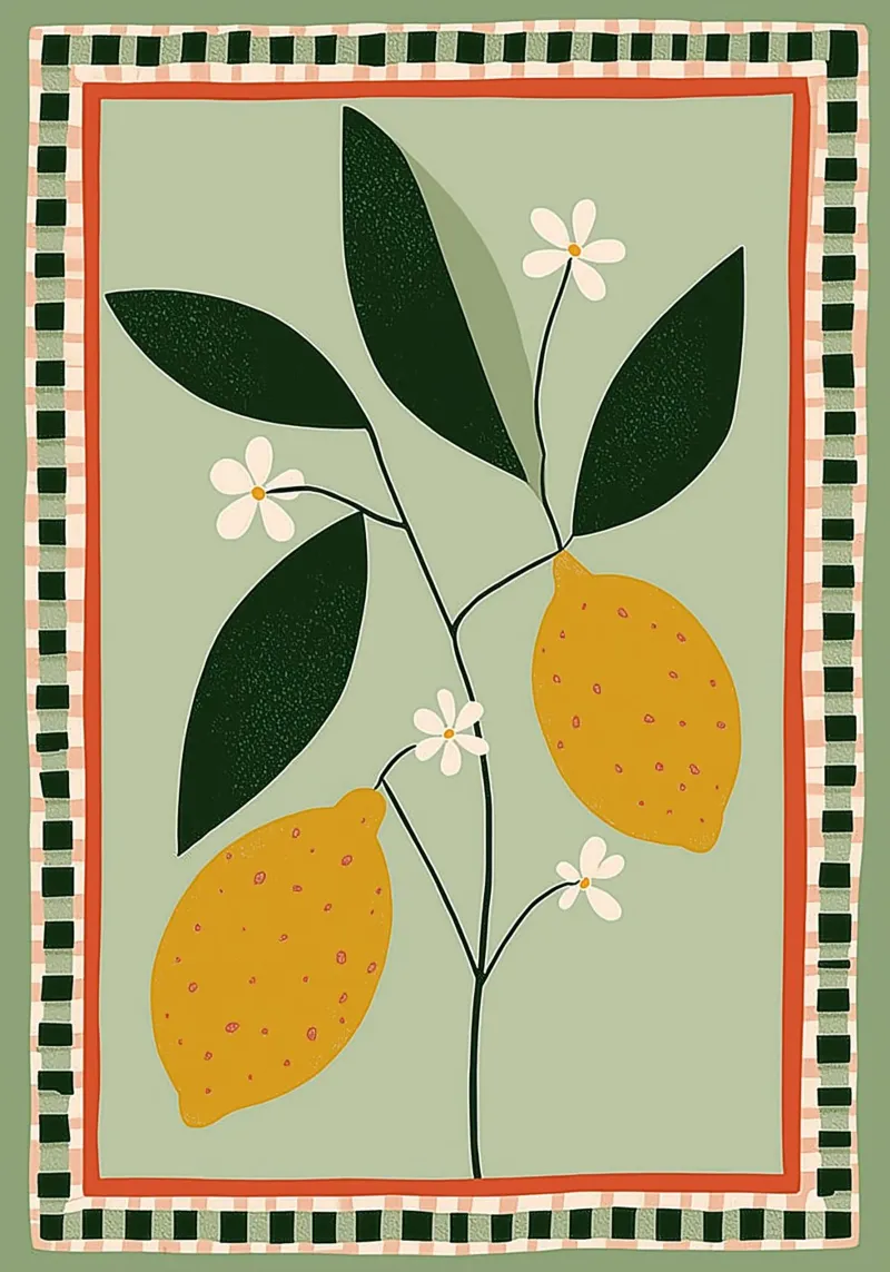 Lemon Tree Folk Art - Stampa cucina toscana pellicola backlit da vintagepod