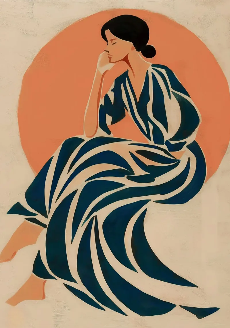 Mujer inspirada en Matisse - Figura abstracta a rayas metacrilato de vintagepod