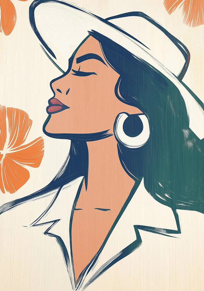 Donna chic con cappello - Ritratto glamour boho poster da vintagepod
