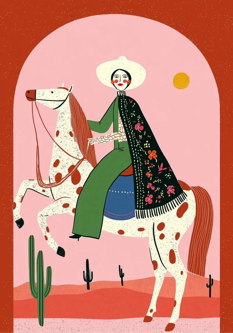 Charra e cavallo messicani - Scena folkloristica del deserto poster da vintagepod