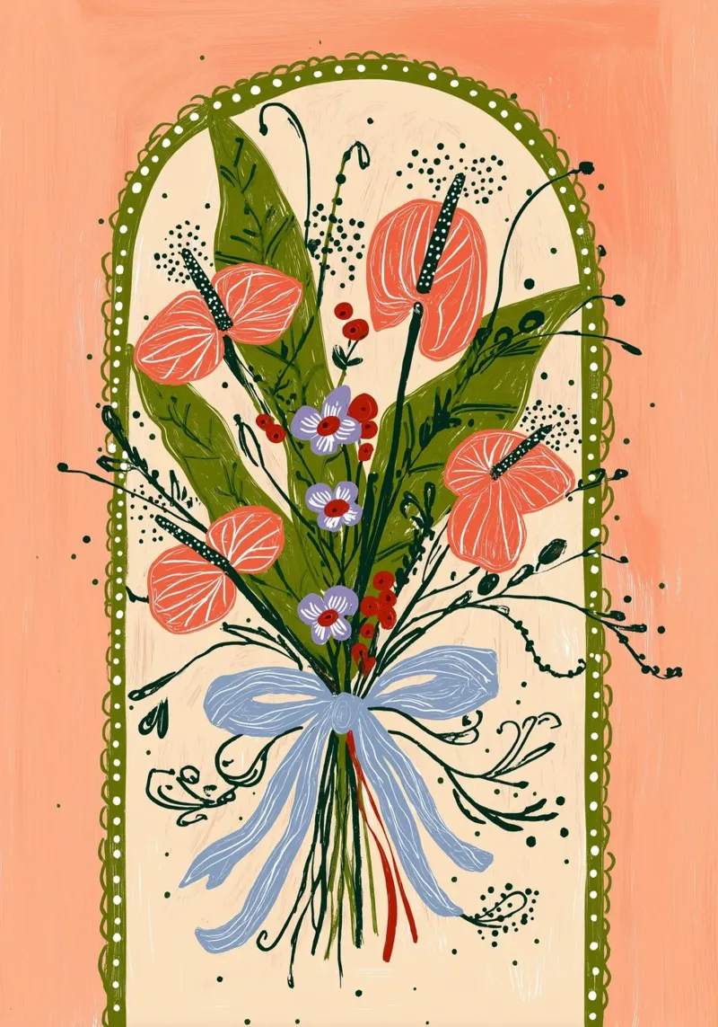 Bouquet di Anthurium Boho - Archway Floral Art pellicola backlit da vintagepod
