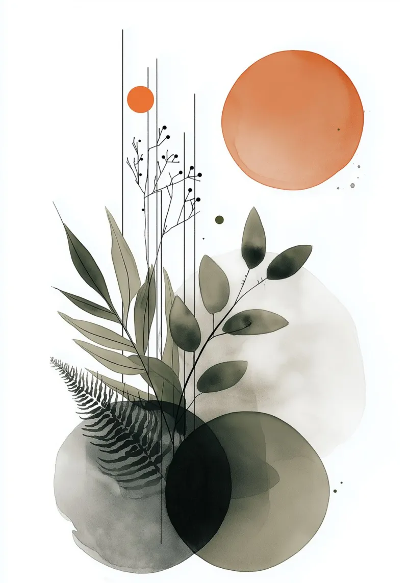 Botaniche astratte minimaliste - Toni della terra e del sole pellicola backlit da vintagepod