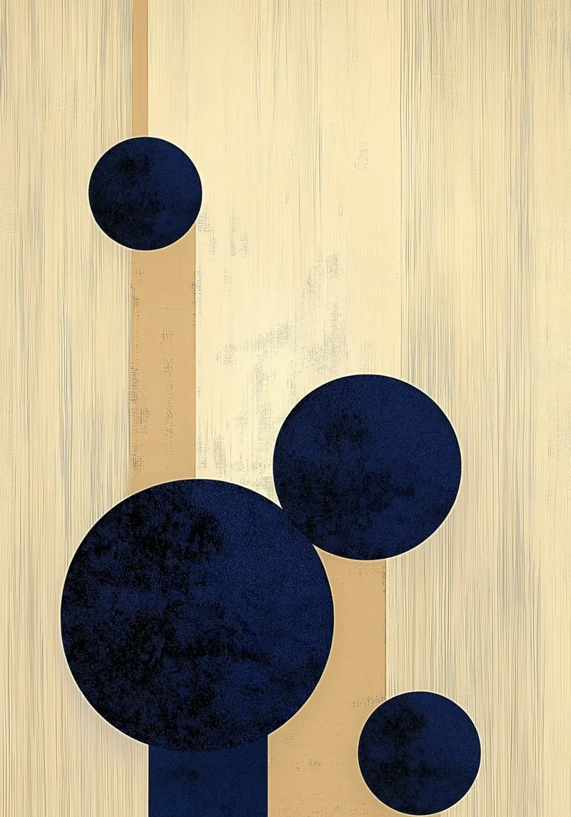 Círculos azules abstractos - Geometría moderna de mediados de siglo poster con marco de aluminio de vintagepod
