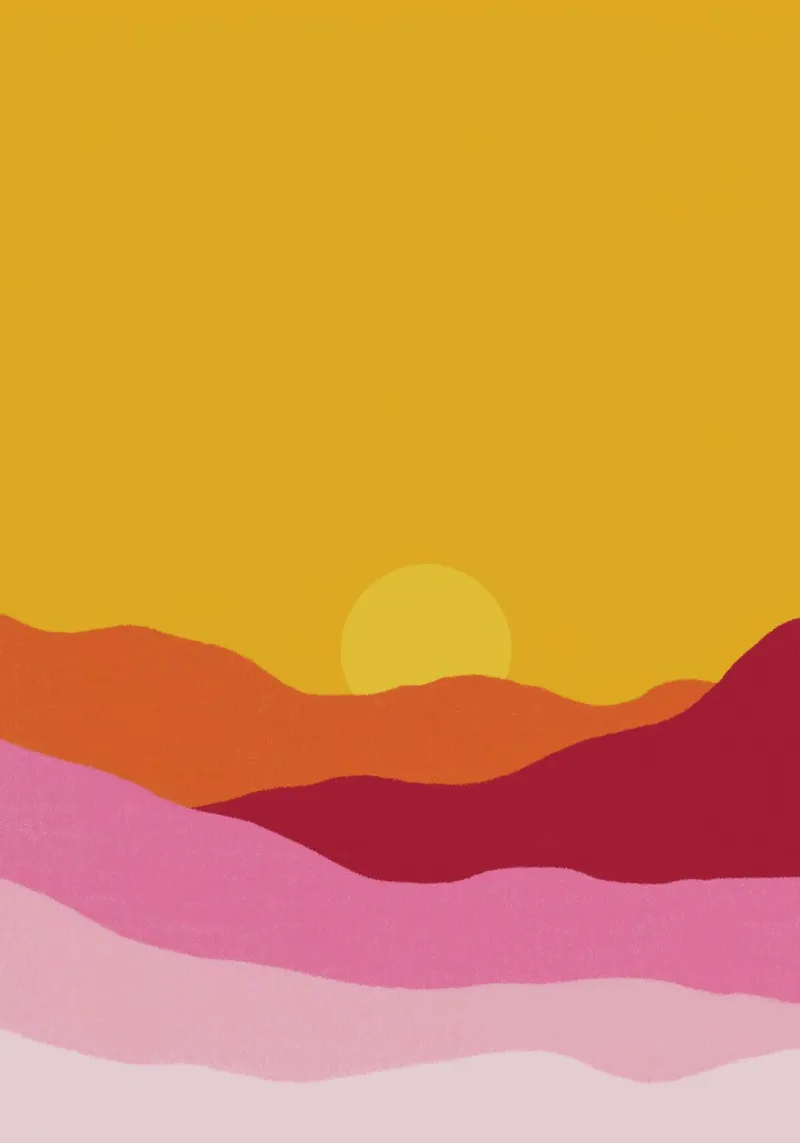Coucher de soleil abstrait dans le désert - Tons chauds et terreux poster avec cadre en plastique de vintagepod