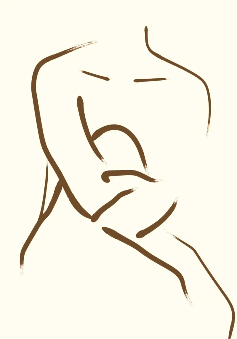 Abstract Embrace Line Art - Minimalist Figure Study Poster von vintagepod