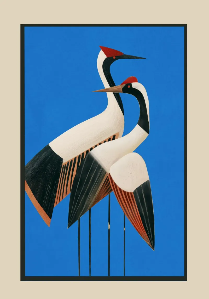 Stillness in Motion - Abstract Cranes in Blue plexiglass da cityart