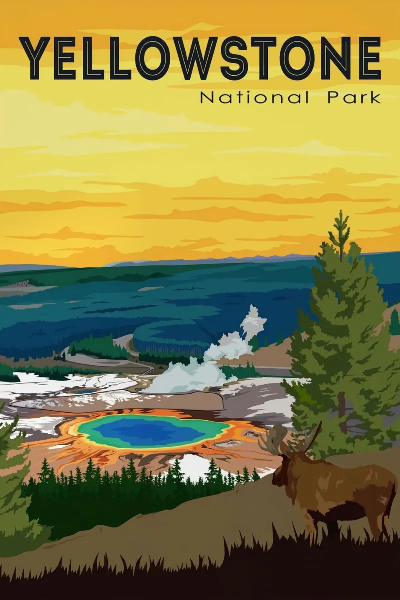 Yellowstone II poster con telaio in alluminio da Morgan Scotts