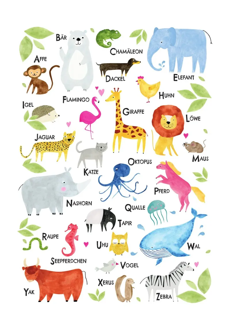 ABC Tiere, weiss plexiglass da Fraysein Design