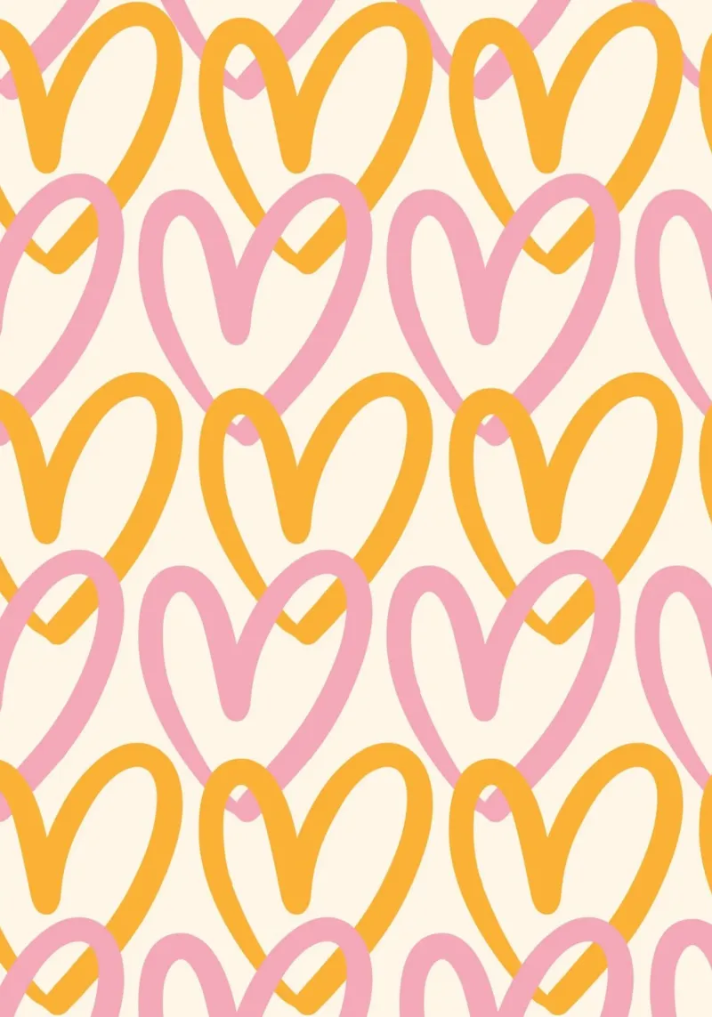 Groovy Pink & Orange Heart Pattern Print canvas by homdeco
