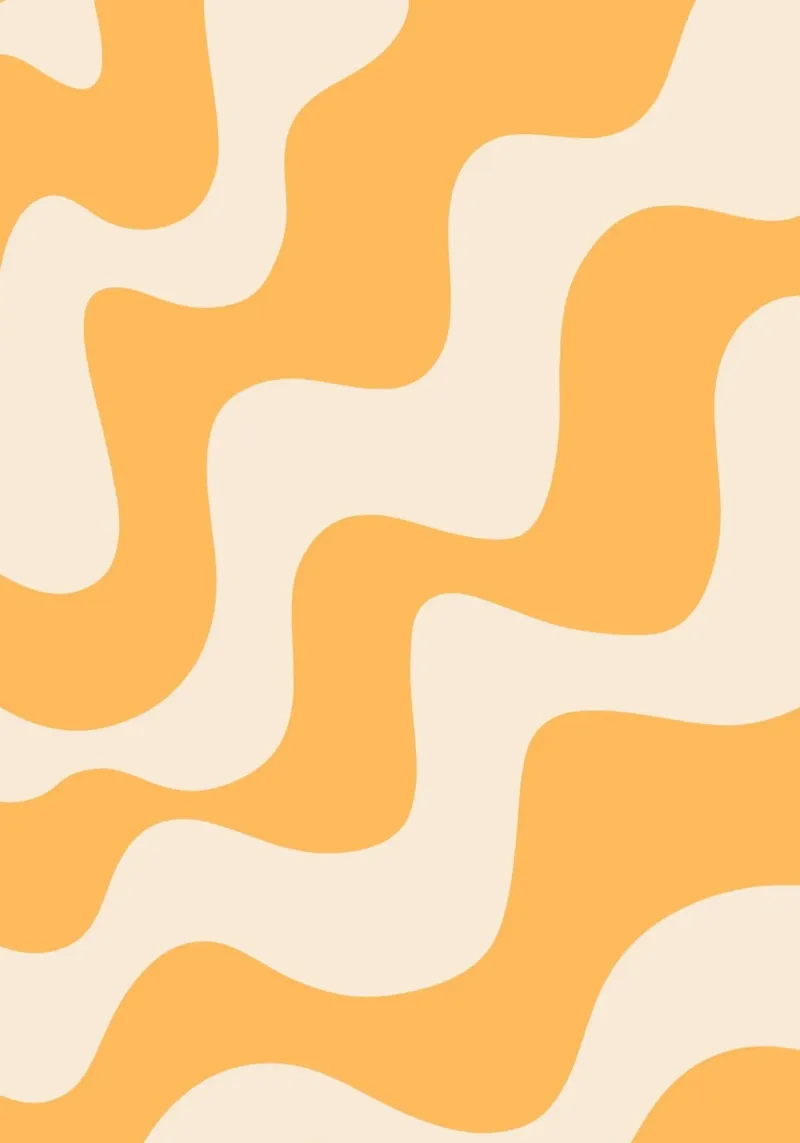 Retro oranje & creme golvende abstracte print canvas van homdeco