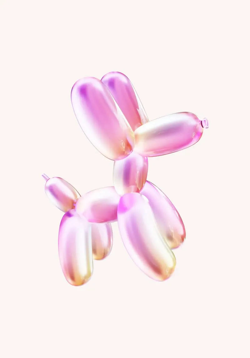 Palloncini cangianti rosa e oro per cani Pop Art plexiglass da homdeco