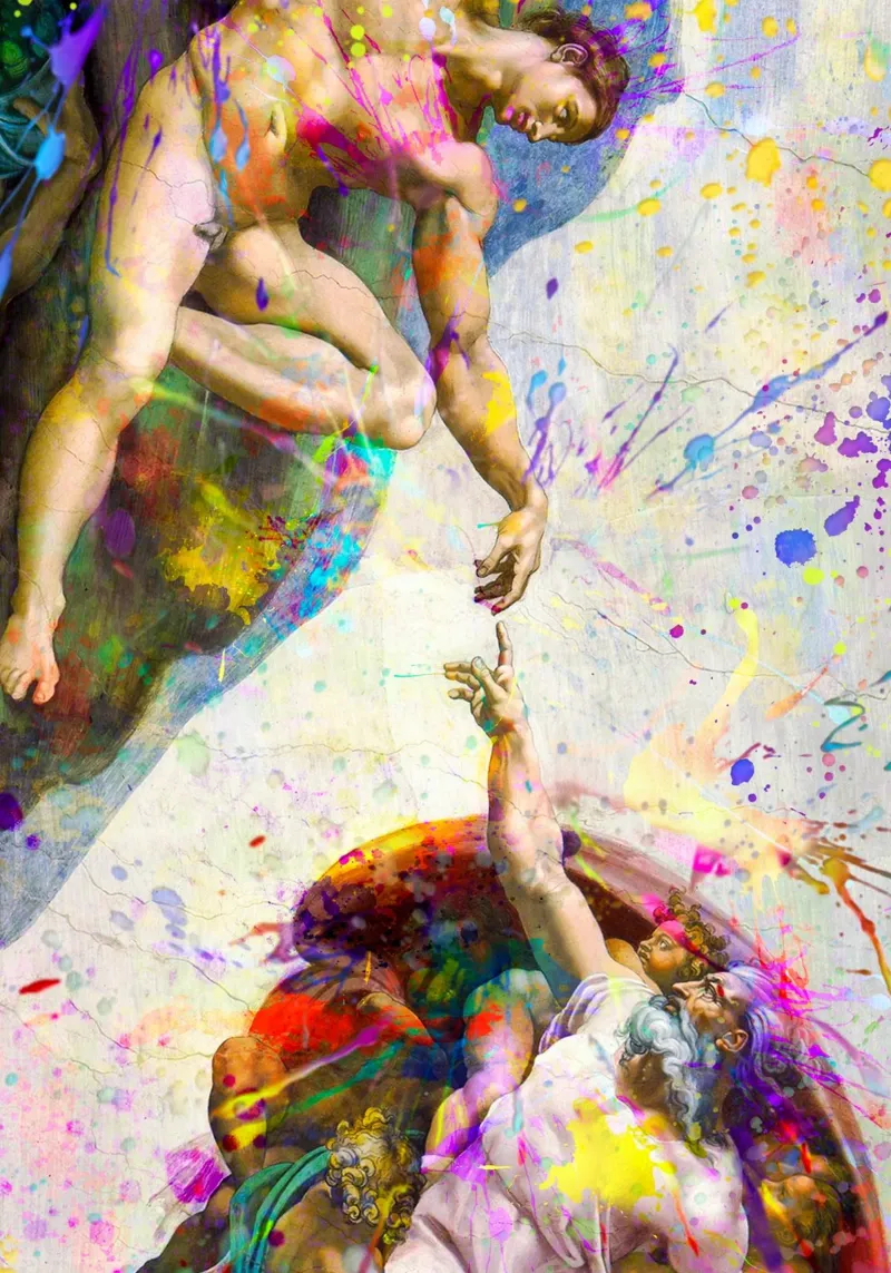 Creation of Adam - Modern Abstract Splatter Art canvas by homdeco