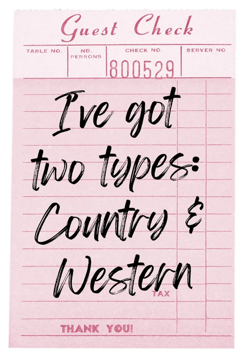 "Dos Tipos: Country & Western" Guest Check Print hahnemühle de homdeco