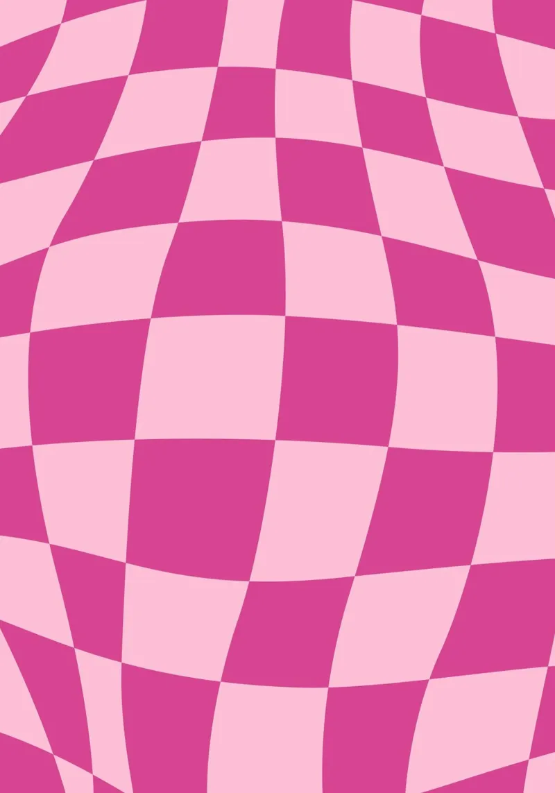 Wavy Pink Checkered Pattern Retro Aesthetic Print canvas by homdeco