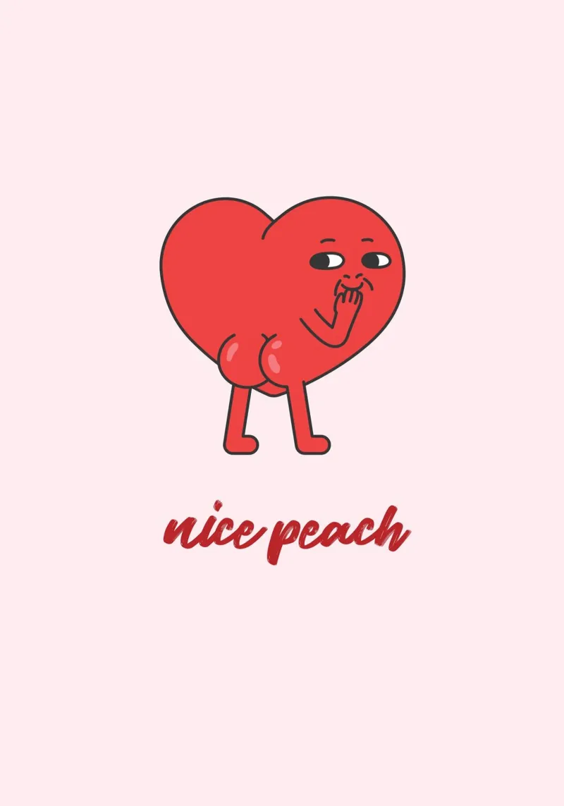 "Nice Peach" Cheeky Red Heart Pop Art Print canvas by homdeco