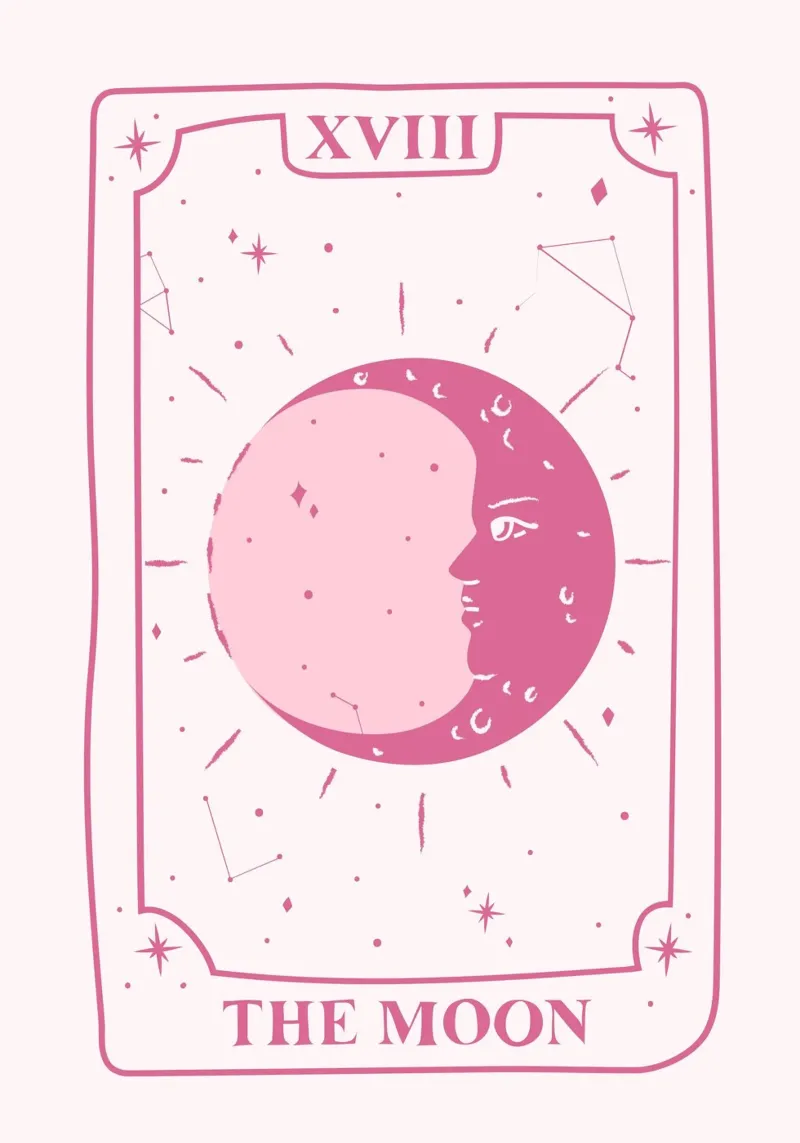 The Moon Tarot Card Aesthetic Pink Print hahnemühle by homdeco