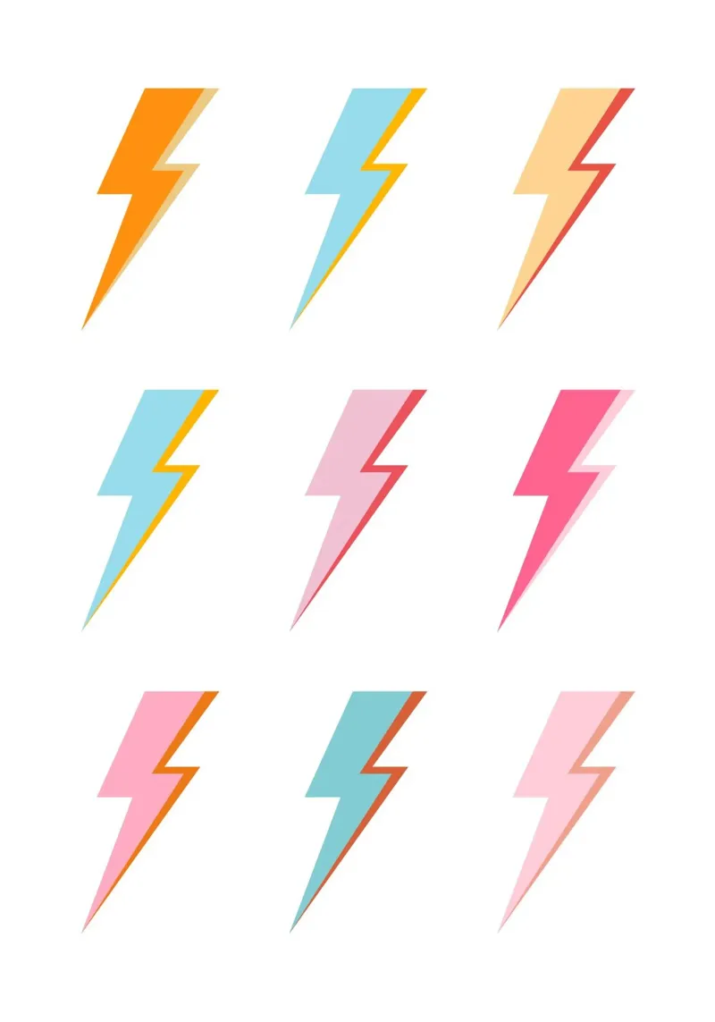 Lightning Bolt Pop Art: Vibrazioni elettriche pastello retrò pellicola backlit da homdeco
