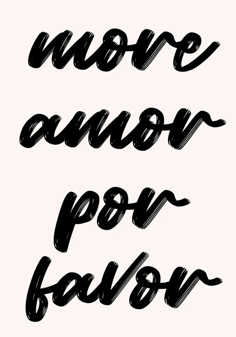 More Amor Por Favor: Hand-Lettered Script Art Print canvas by homdeco