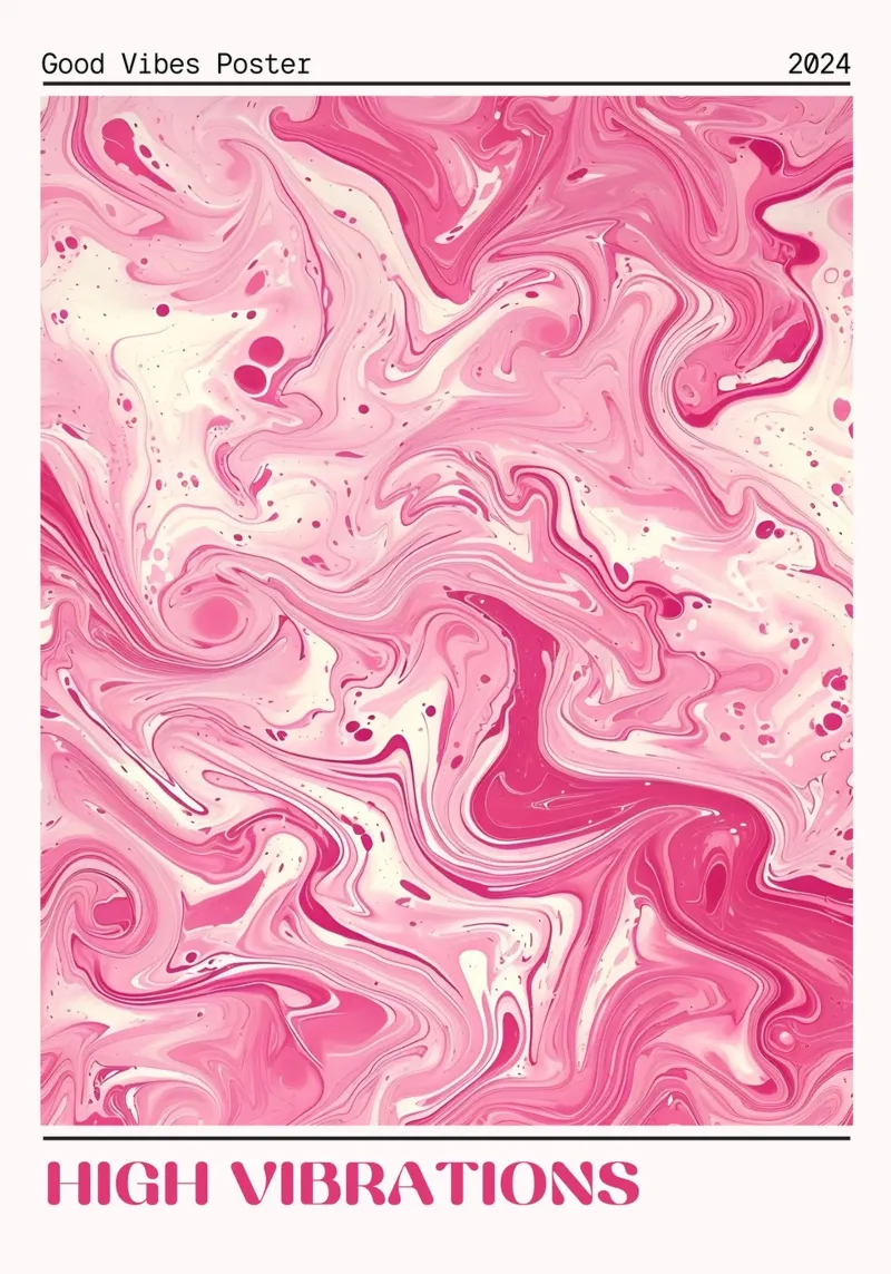 Hoge vibraties: Roze Marmer Werveling Abstracte Kunstdruk canvas van homdeco