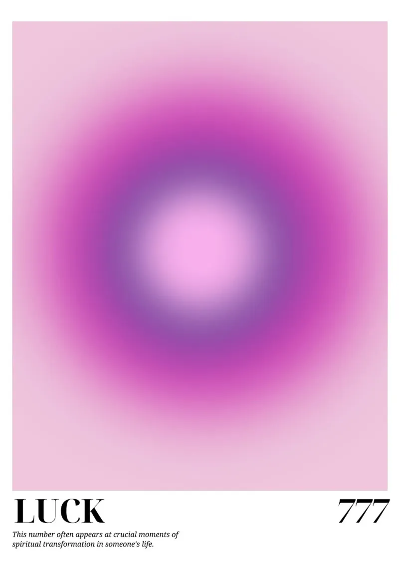 "Fortuna 777" Angelo Numero Aura Gradiente Arte pellicola backlit da homdeco