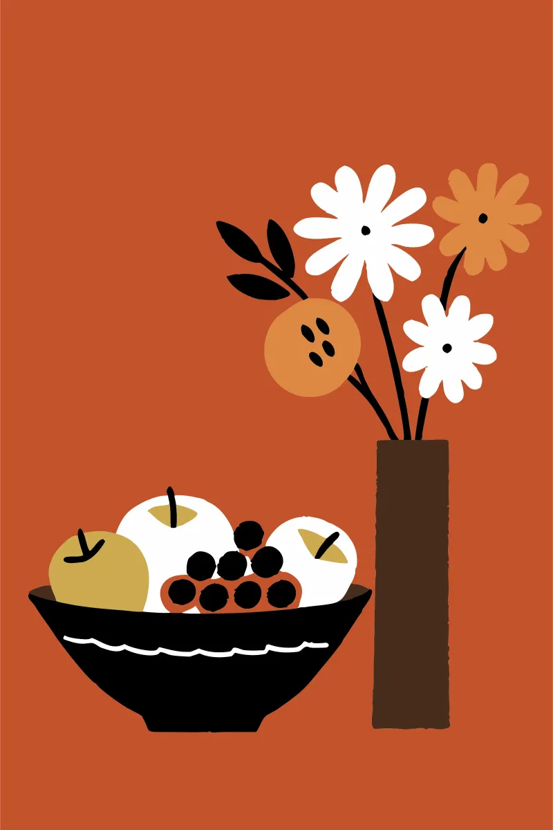 Frutas y flores lienzo de TRENDY POSTER SHOP