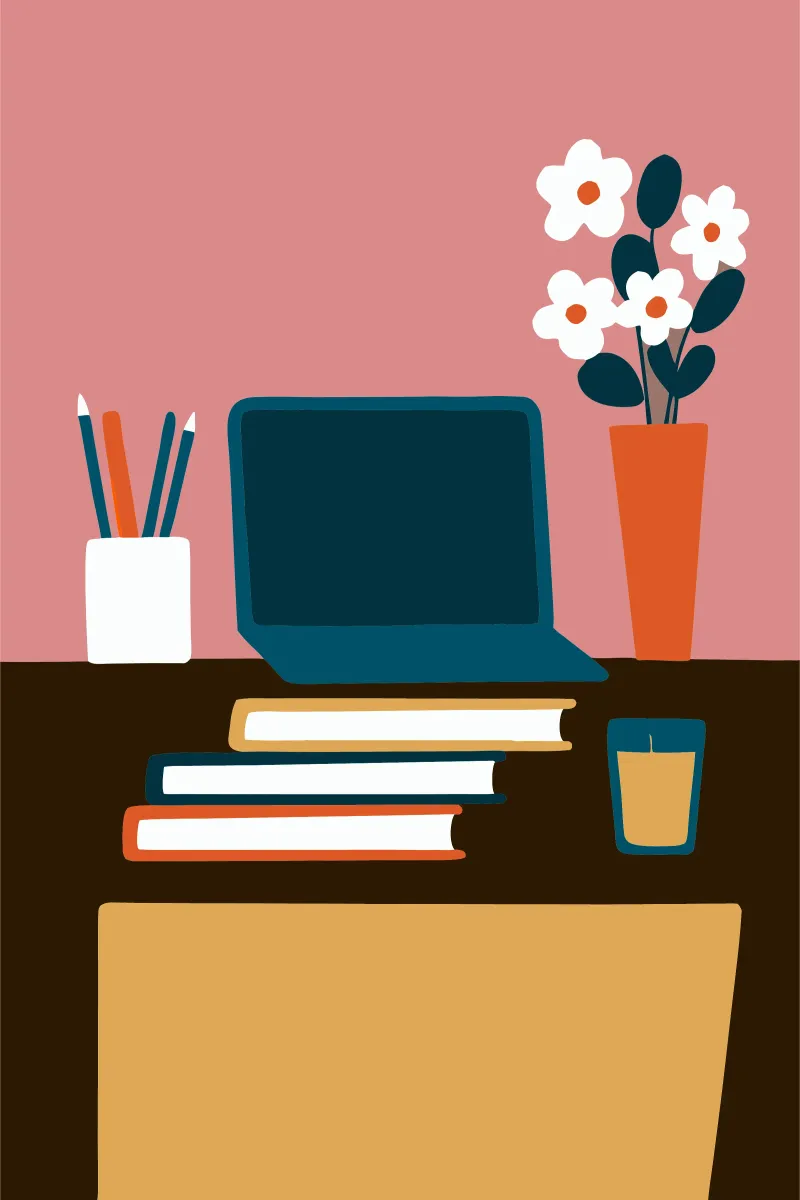 Laptop e vaso di fiori pellicola backlit da TRENDY POSTER SHOP