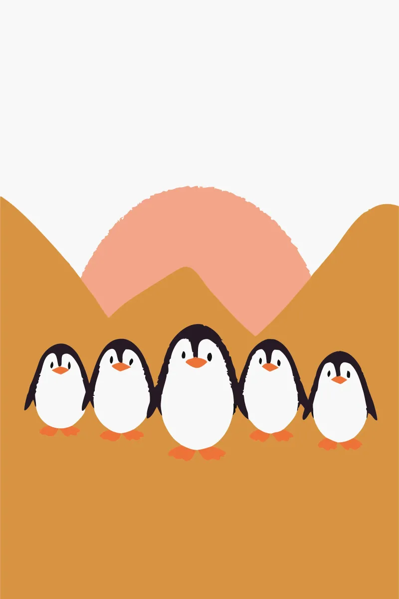 Cinque pinguini alluminio dibond da TRENDY POSTER SHOP