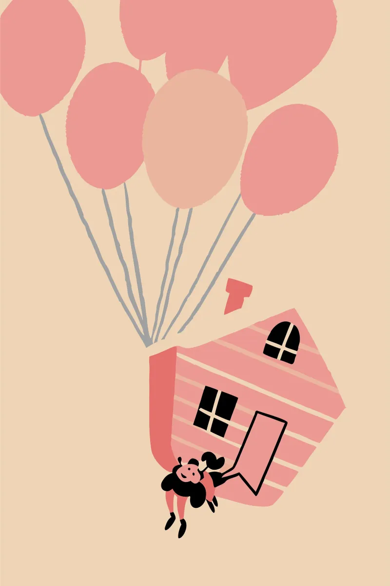 Casa volante con palloncini pellicola backlit da TRENDY POSTER SHOP
