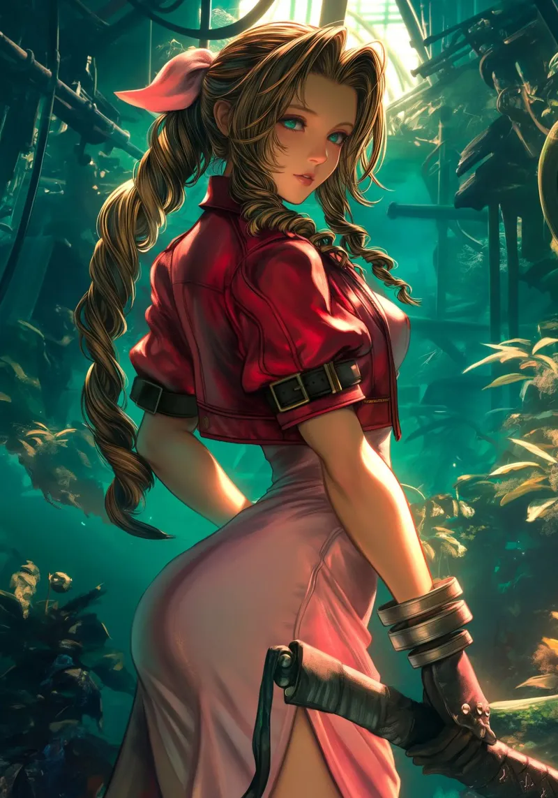 Aerith Gainsborough Final Fantasy FFVII pellicola backlit da Fleur de Lys