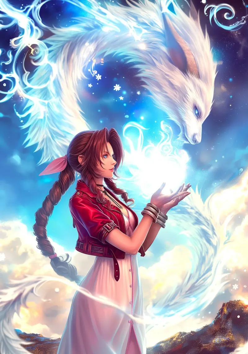 Aerith Gainsborough Final Fantasy FFVII pellicola backlit da Fleur de Lys